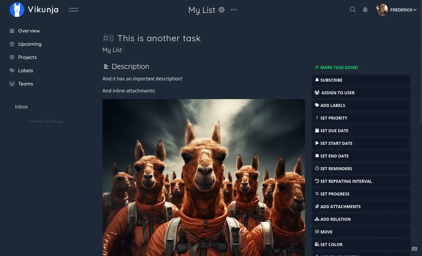 Vikunja Task Screenshot