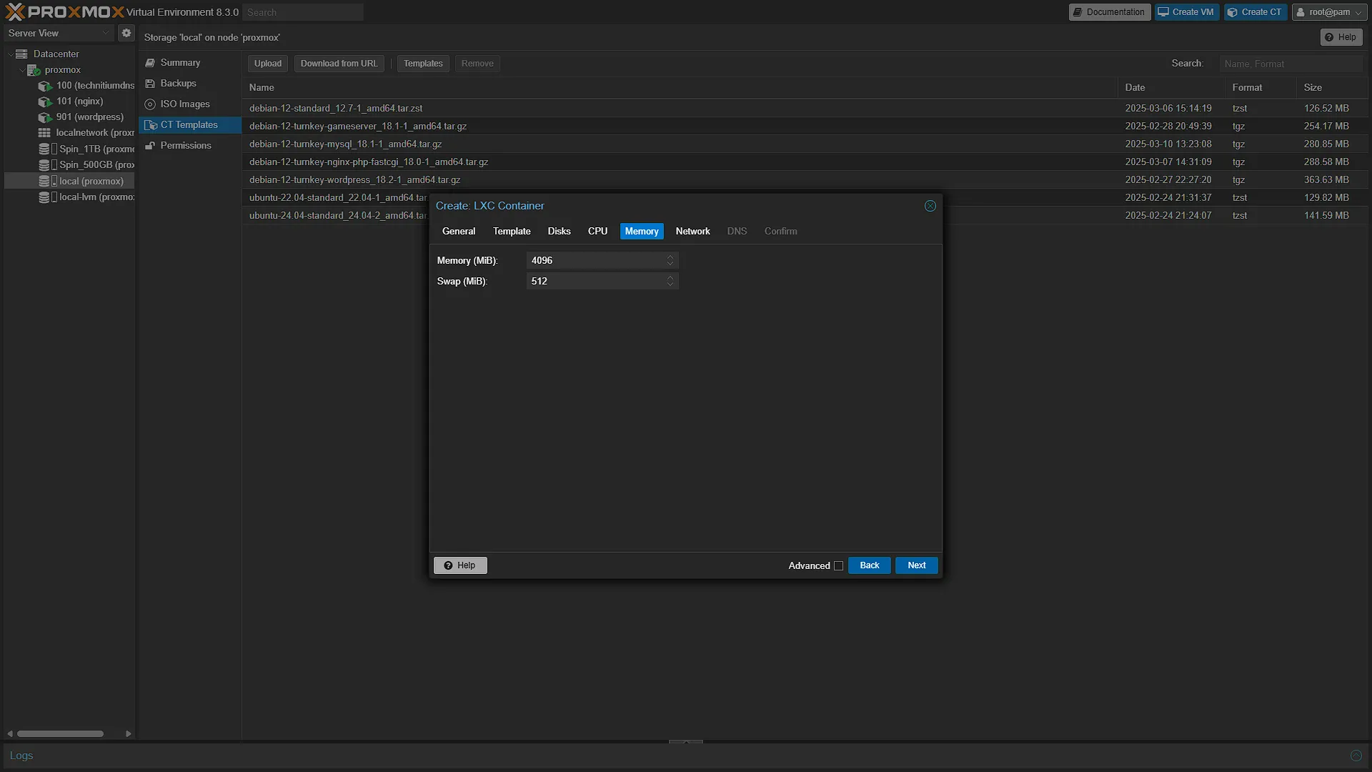 Create MySQL CT - 5 Memory