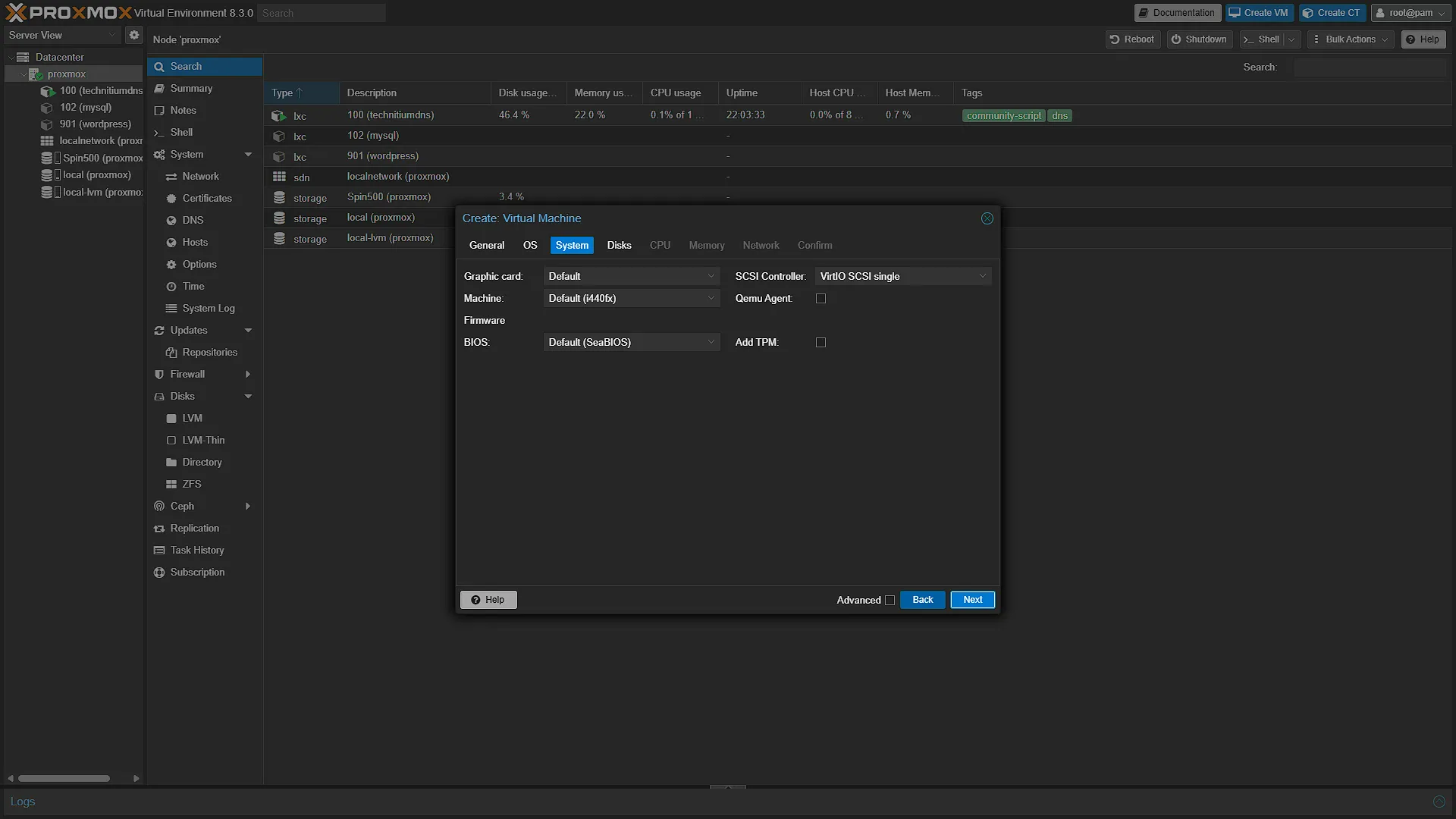 Create VM - 3 - System