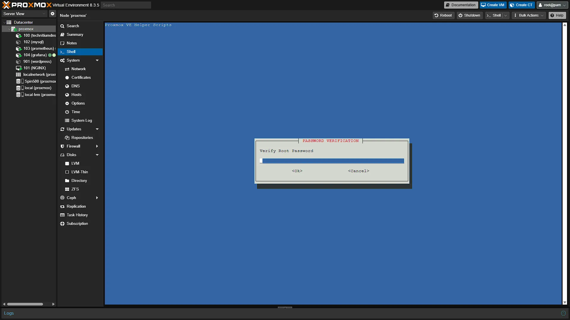 Install Docker LXC - 10 - Verify Root Password