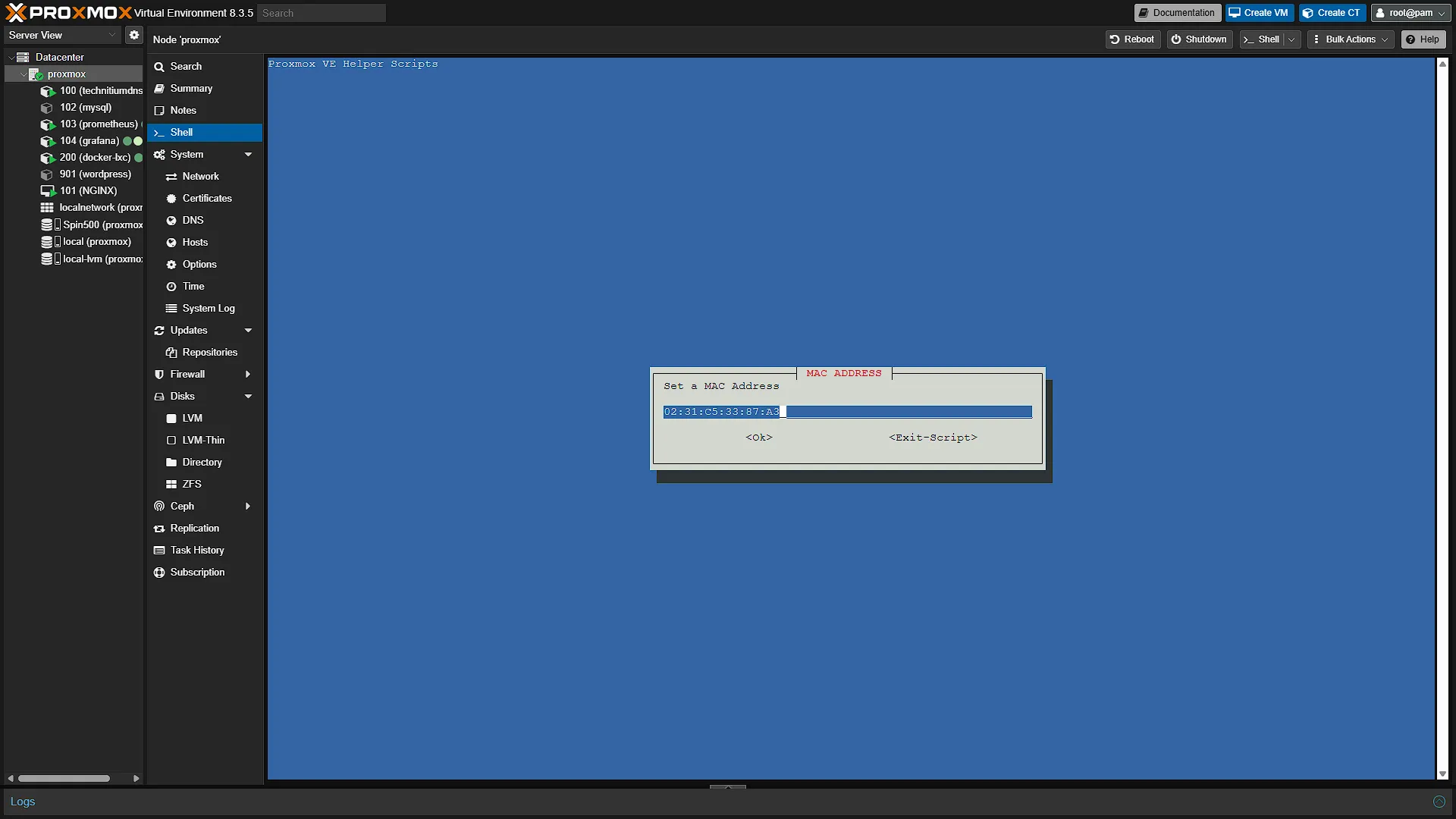 Install Docker VM - 12 - MAC Address
