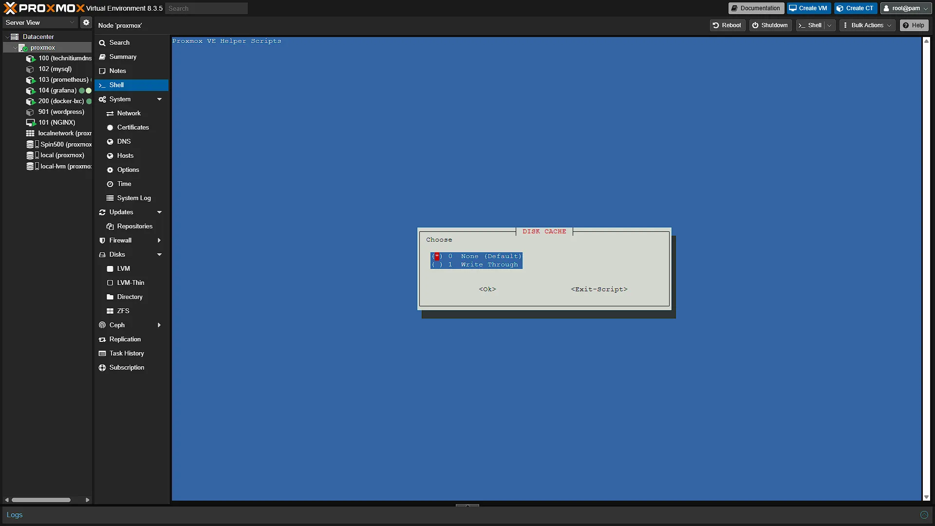 Install Docker VM - 6 - Disk Cacahe
