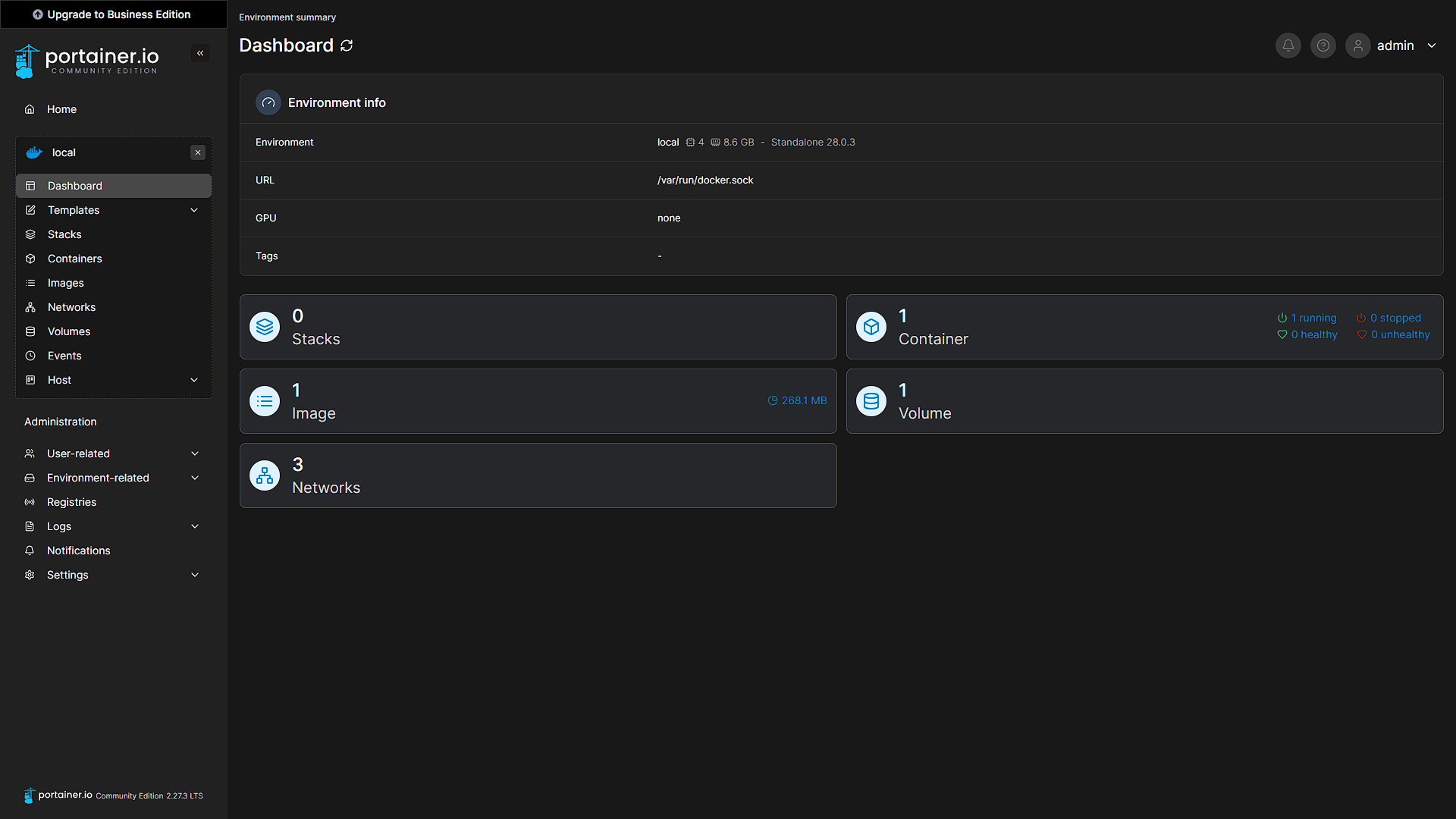 Portainer Setup - 4 - Local