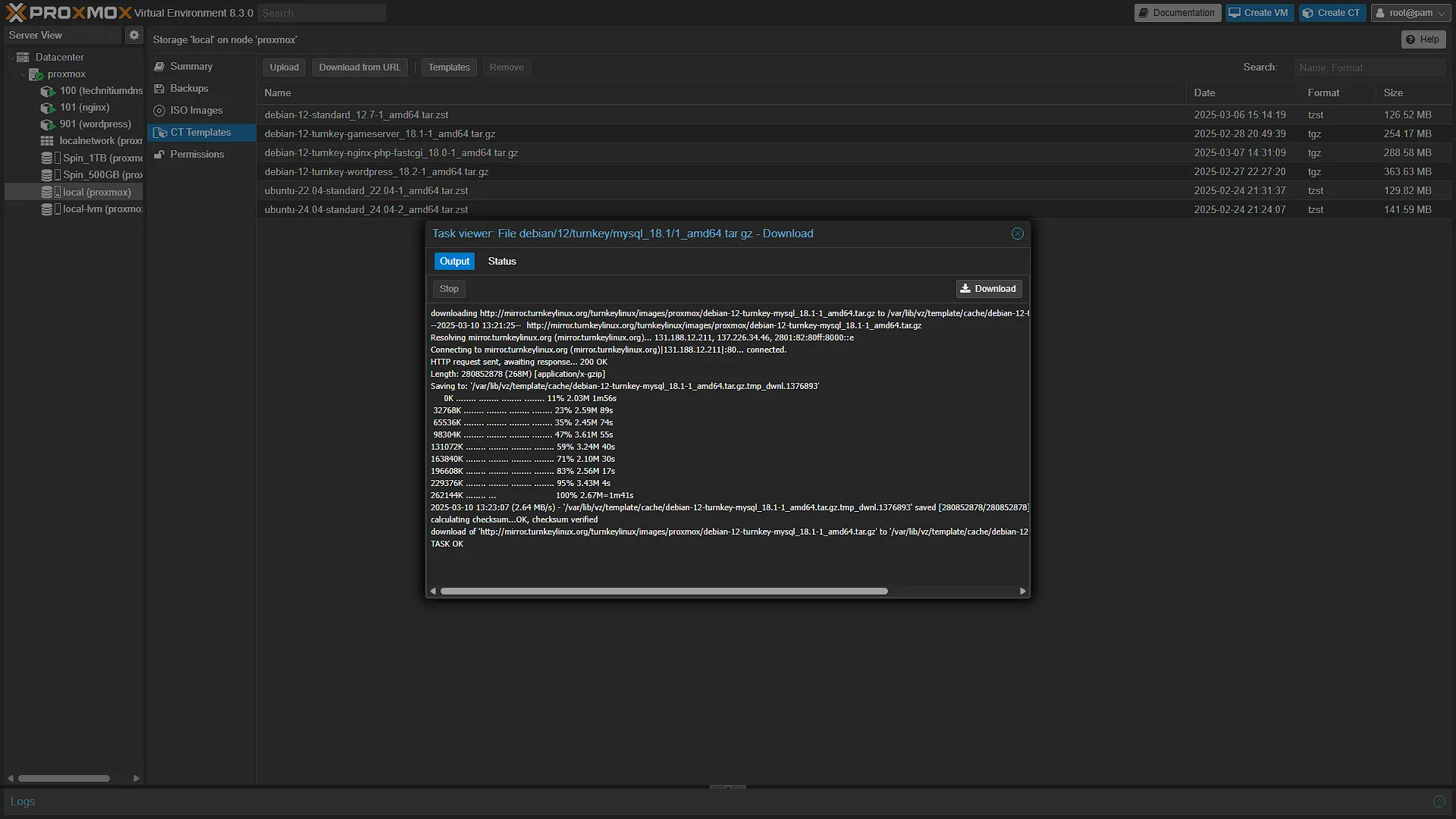 Proxmox MySQL 3 Done
