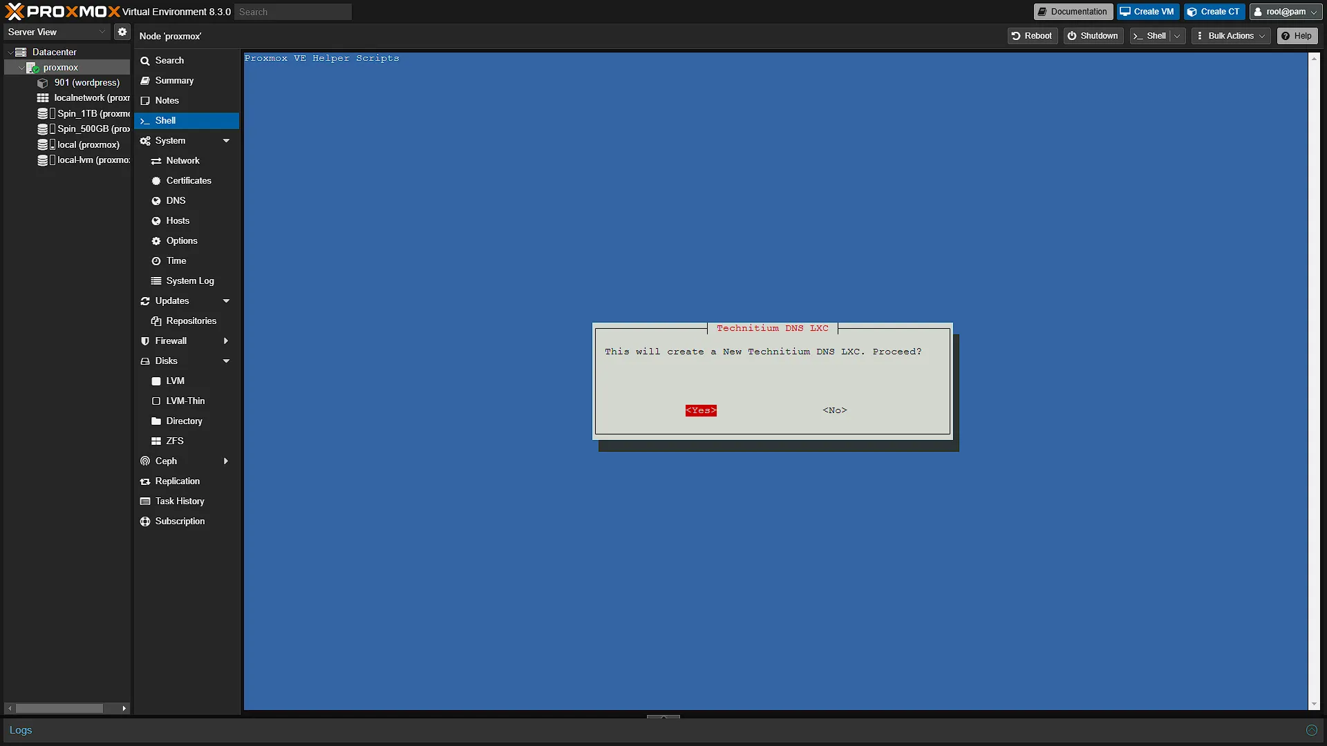 Proxmox Technitium Install - Confirm isntall