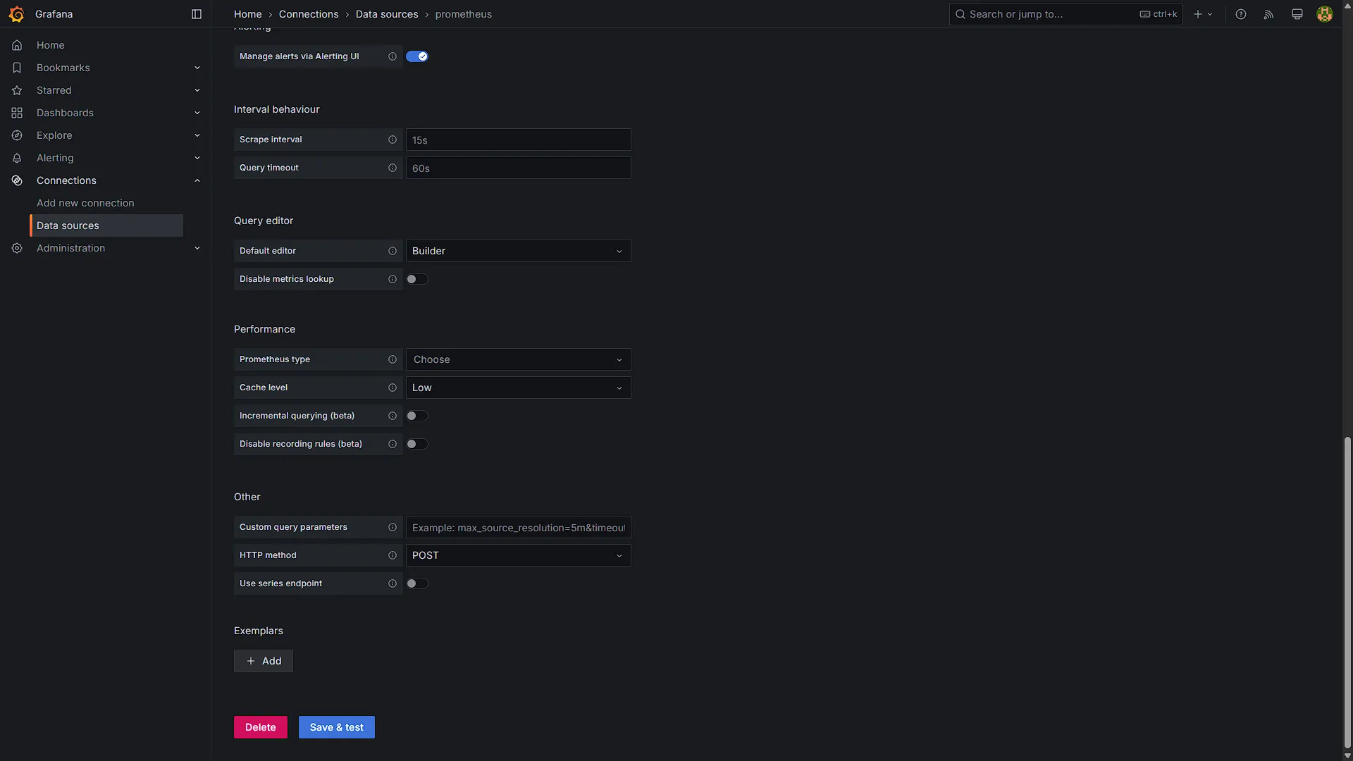 Setup Grafana - 8 - Test source