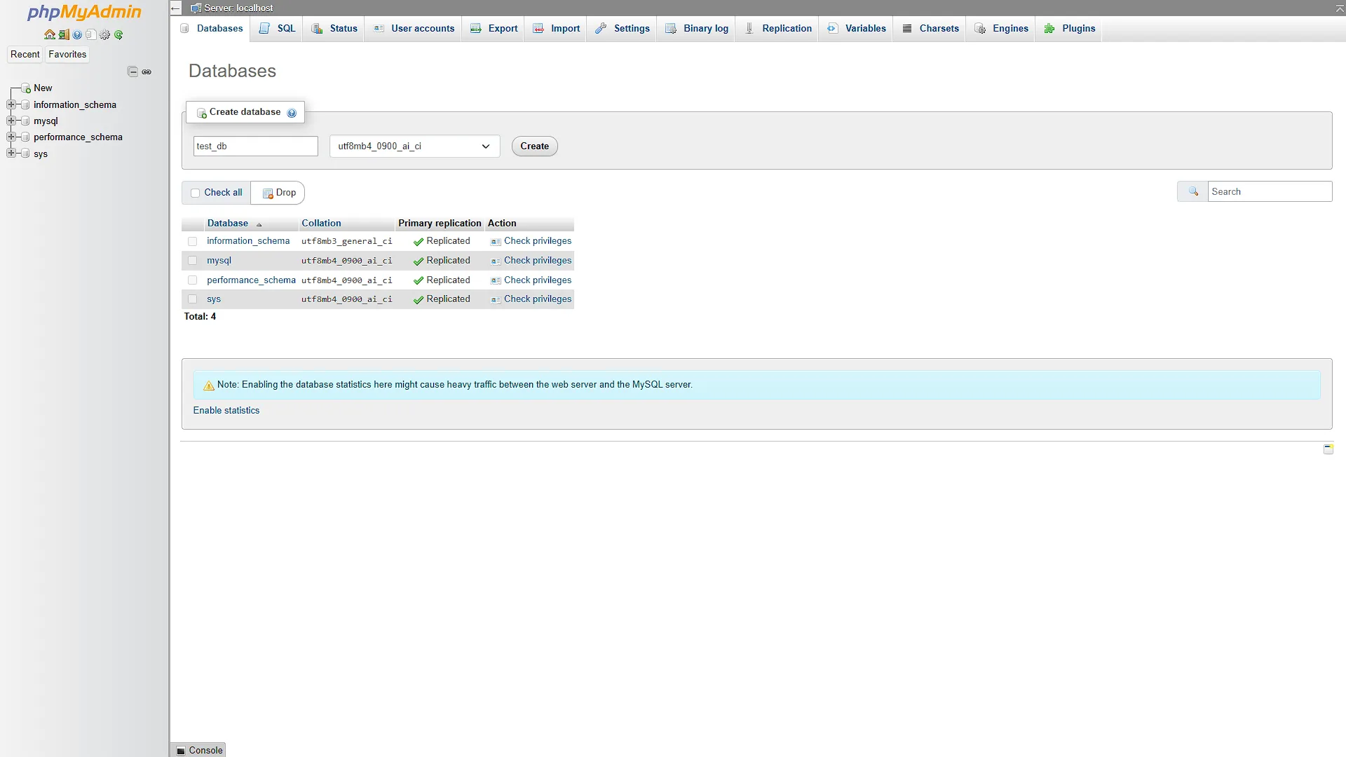 Setup MySQL - 4 - PHPMA Create Database