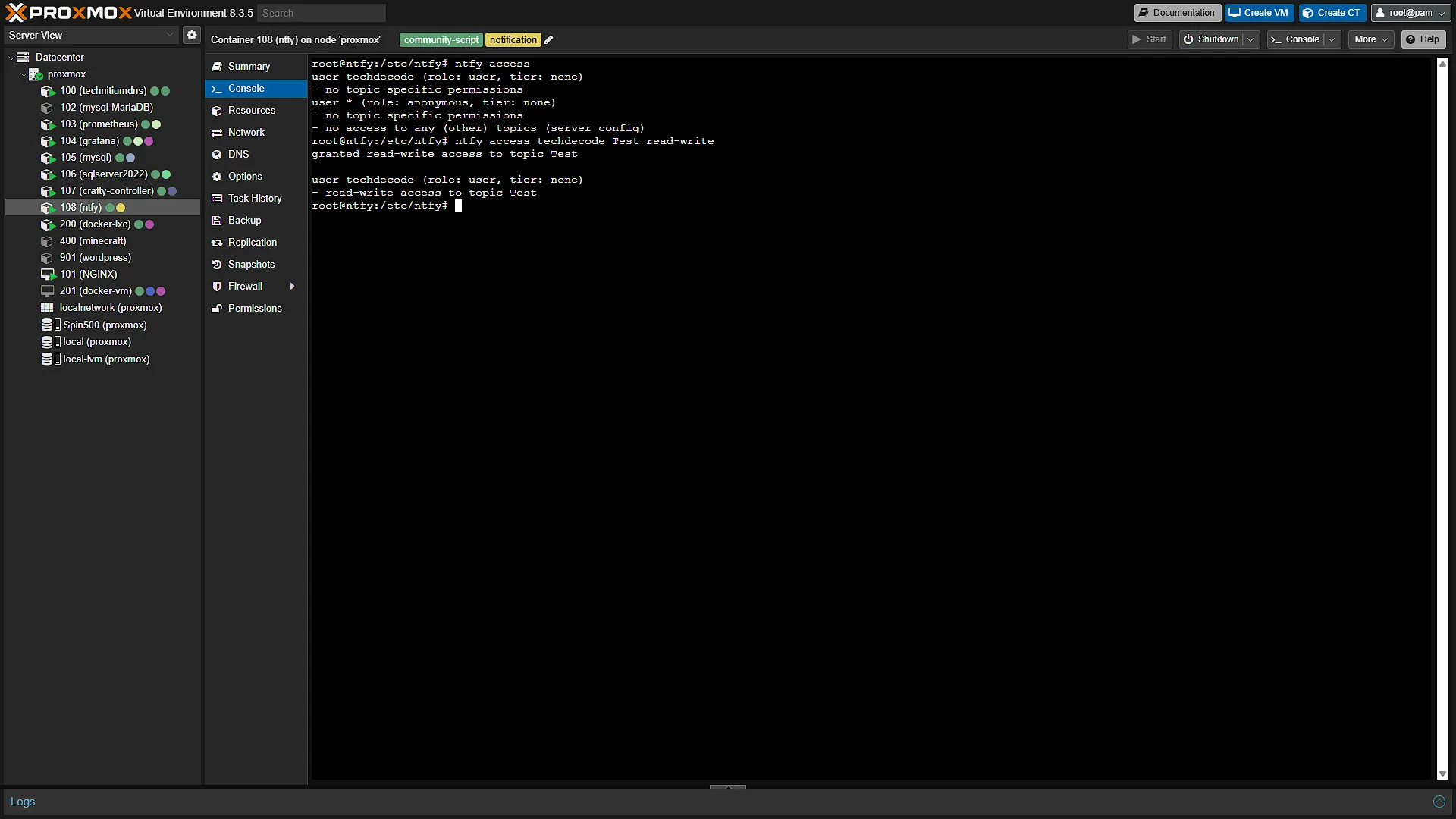 Configure ntfy - 12 - grant access