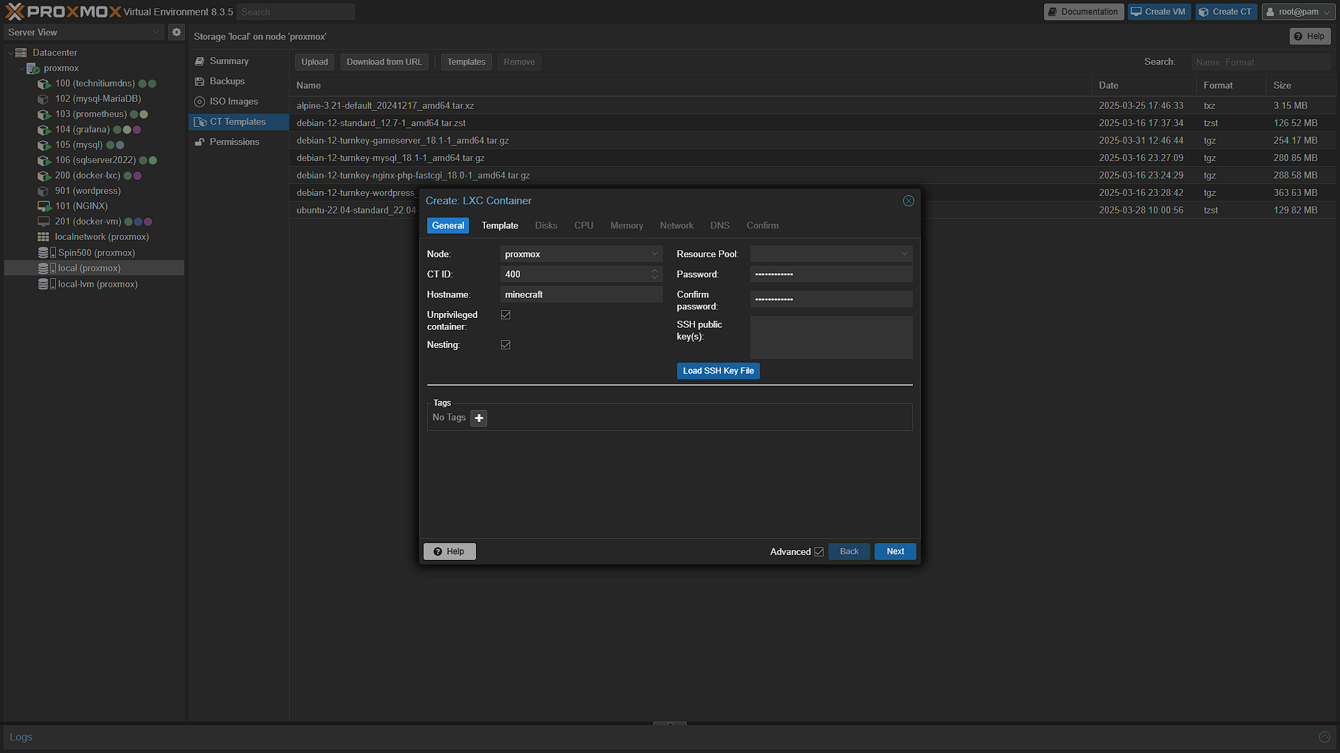 Create Gameserver Container - 1 - General