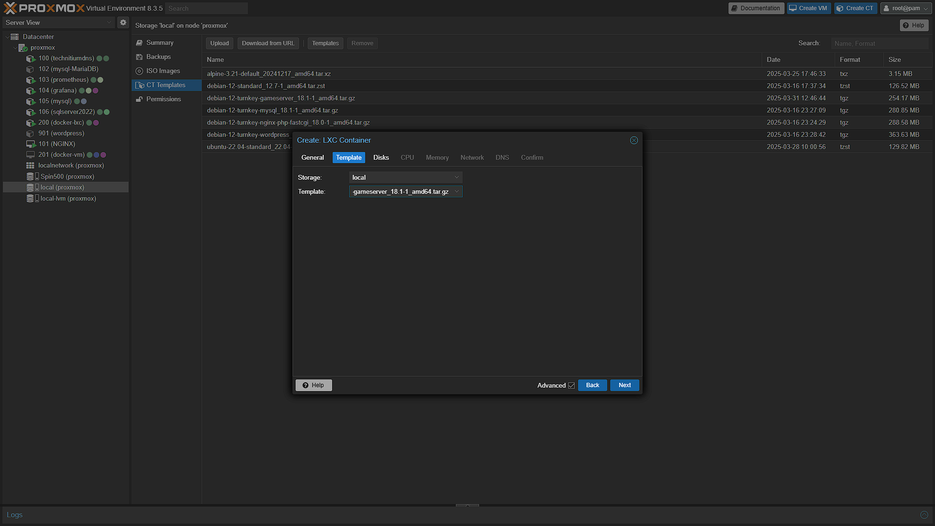 Create Gameserver Container - 2 - Template