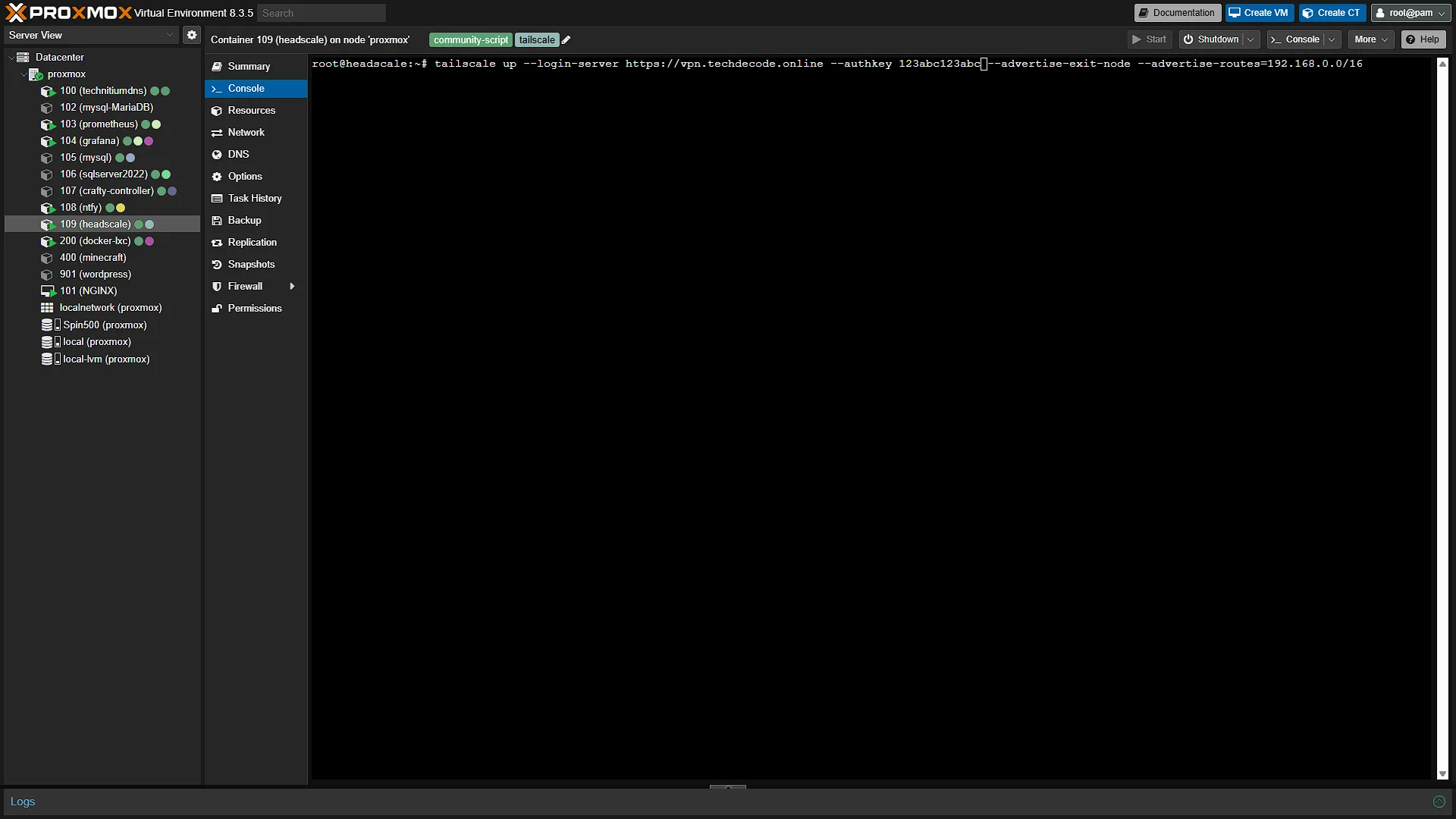 Headscale Config - 2 - Add exit node