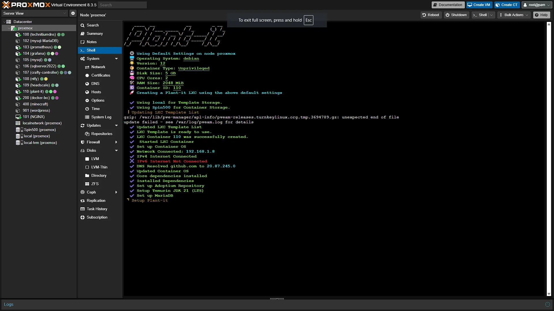 Install Plant-it - 7 - Almost Done