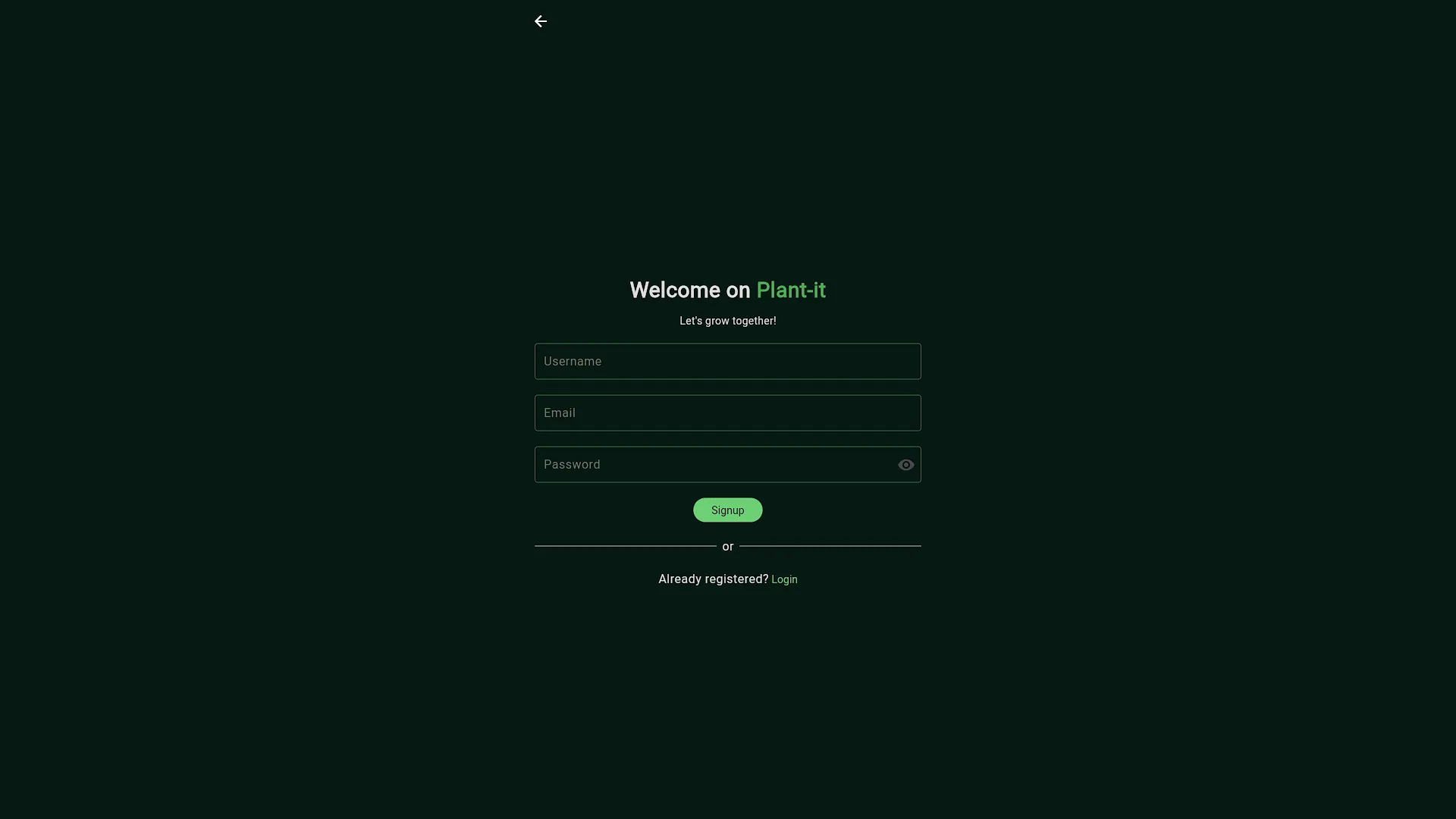 Plant-it - 3 - Create Account