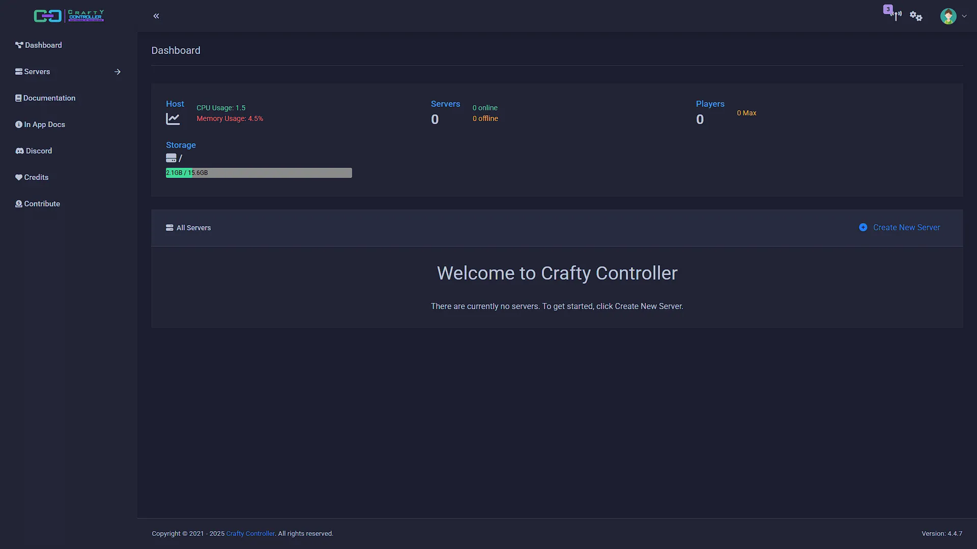 Set Up Crafty - 3 - Dashboard