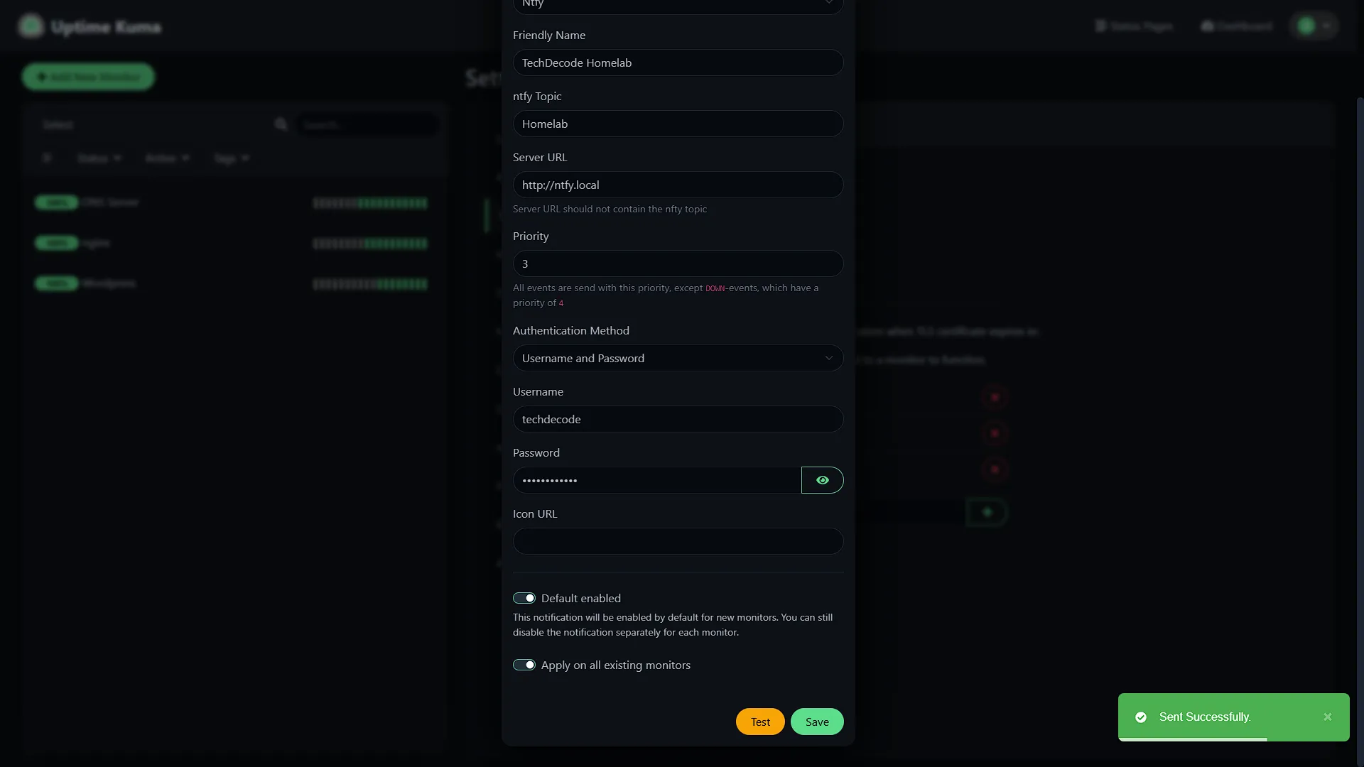 Set Up Uptime Kuma - 11 - Test Notifications