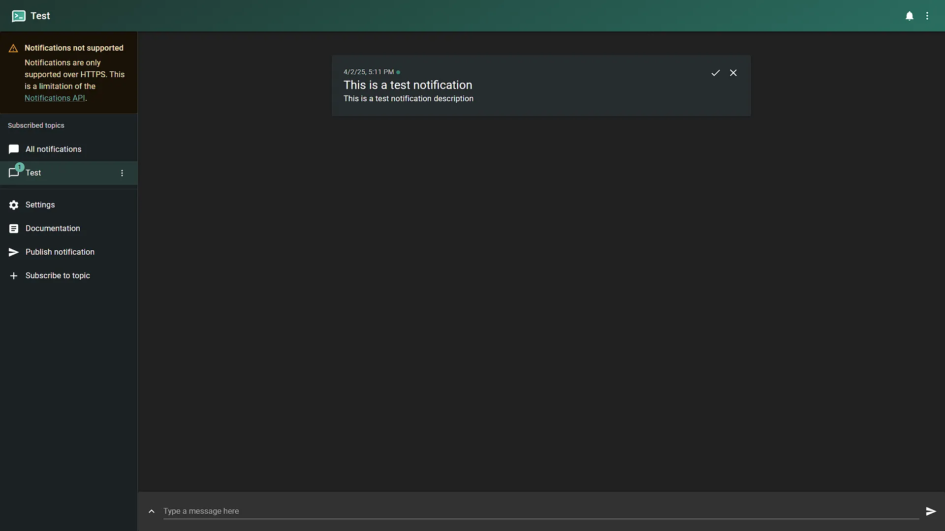 Setup ntfy - 4 - View notification