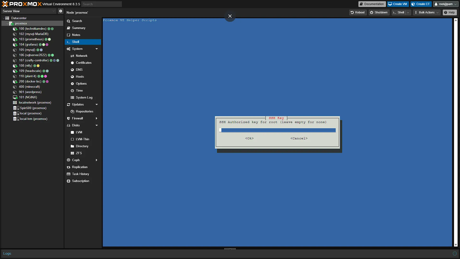 Install Docker LXC for Immich - 24 - SSH Key