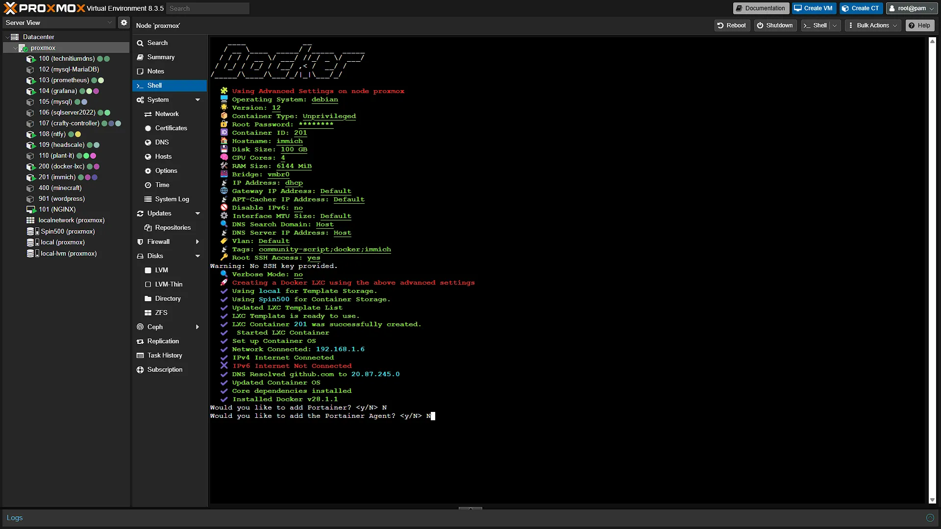 Install Docker LXC for Immich - 31 - Portainer Agent