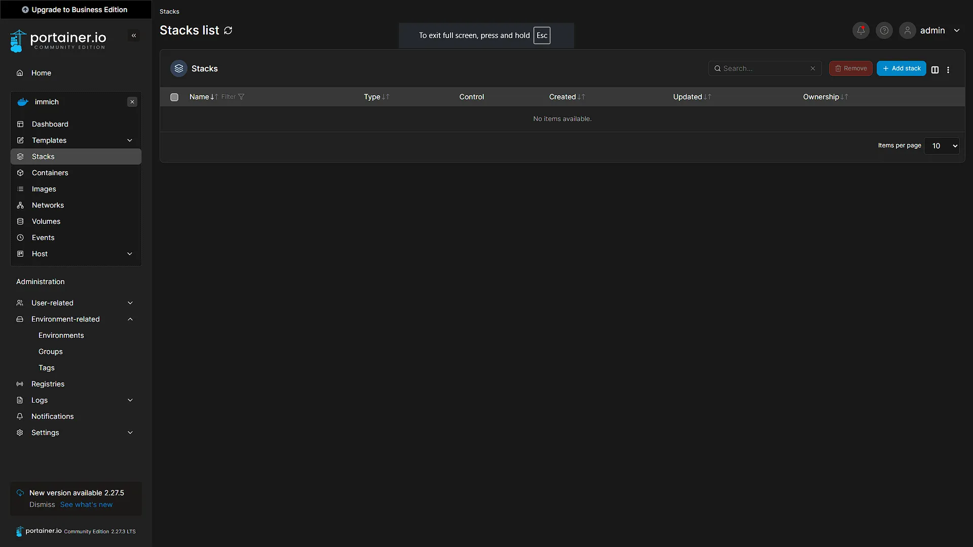 Install Immich - 1 - Stacks