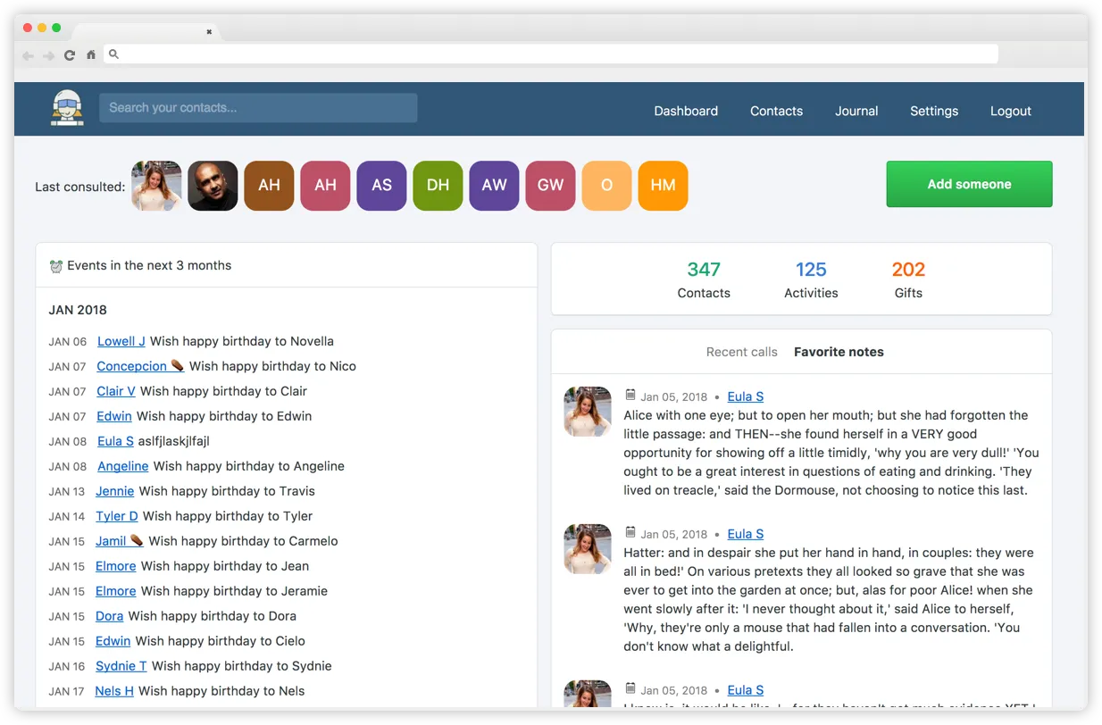 Monica Dashboard