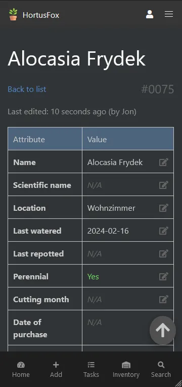 HortusFox Screenshot - Plant 2