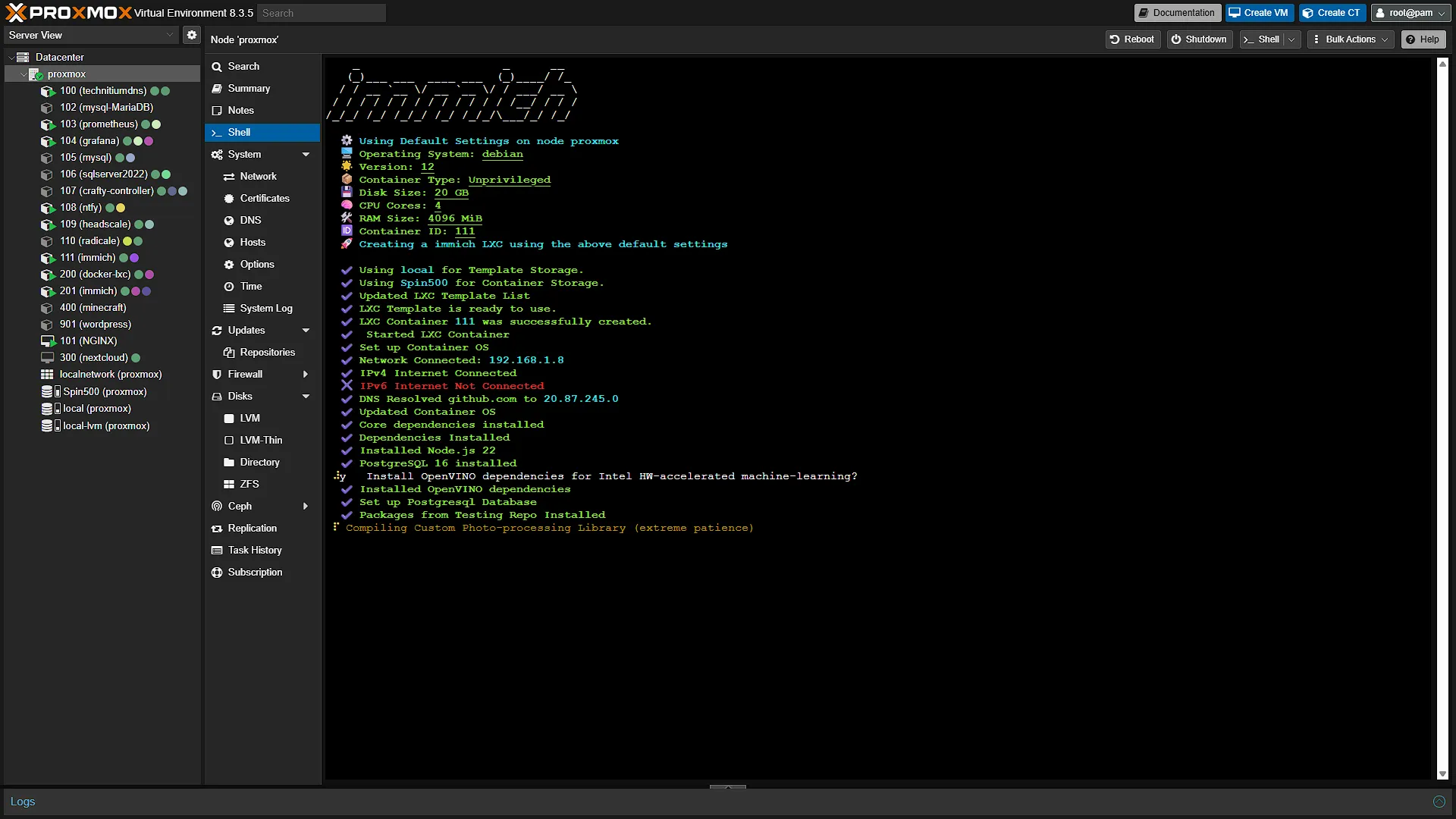 Install Immich LXC - 9 - Compilng Libray