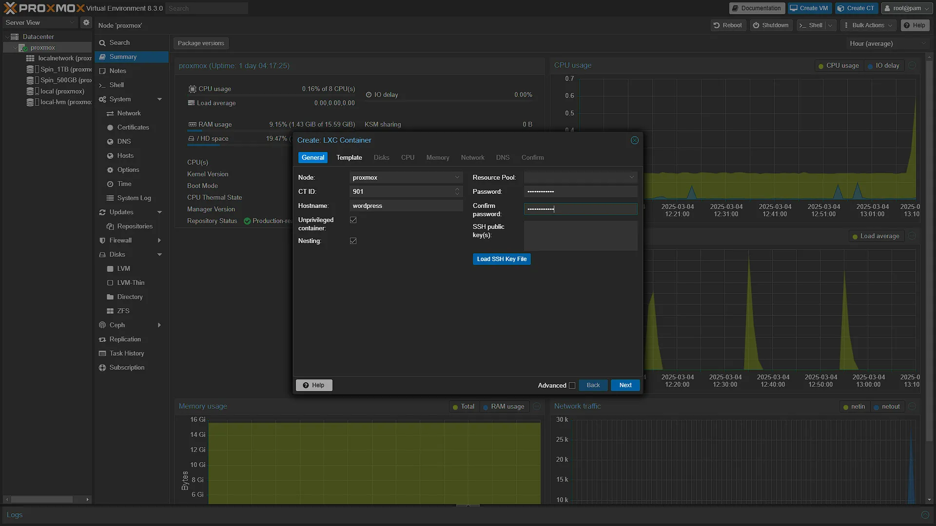 Proxmox Create LXC Container - Step 1